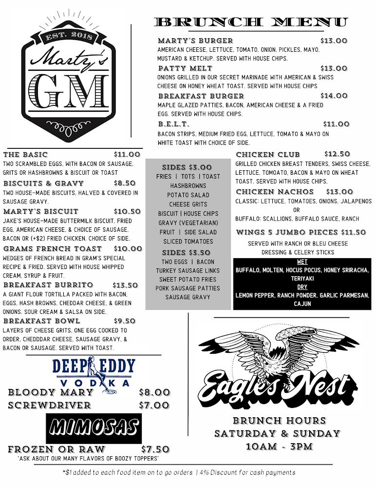 Marty's GM & Eagle's Nest Menu image 1